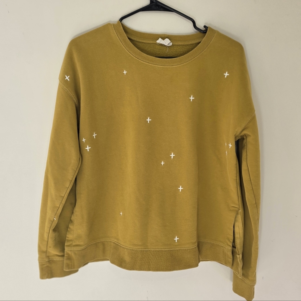 Hem & Thread Mustard Sweatshirt with White Accents